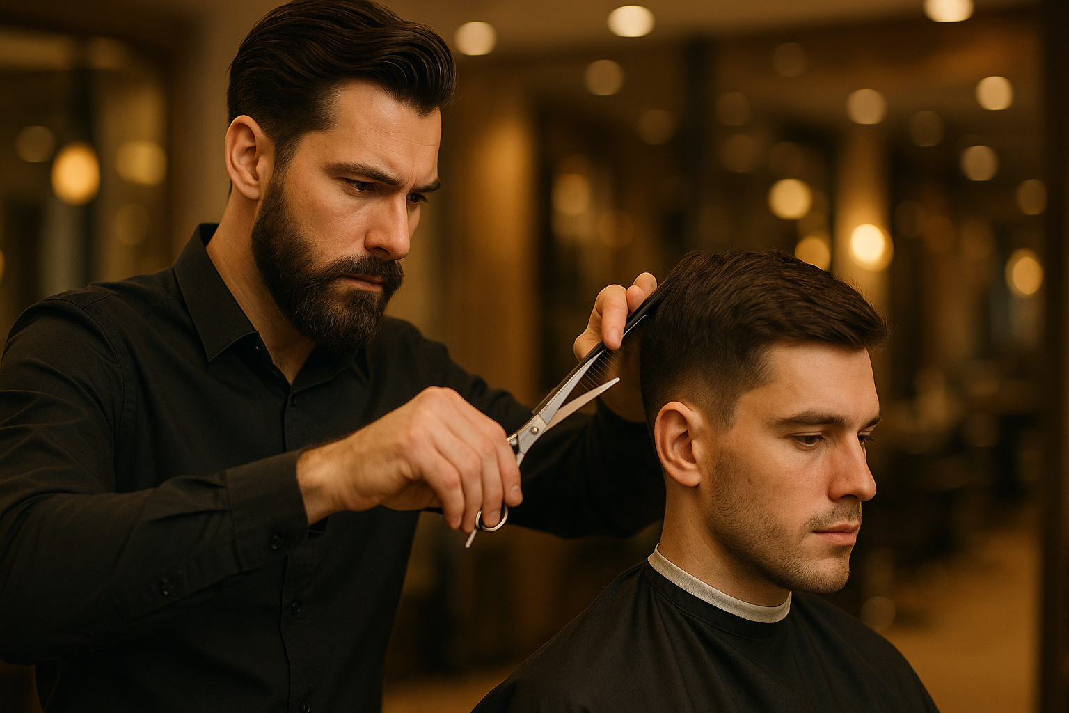 Friseur Emrah bei der Arbeit